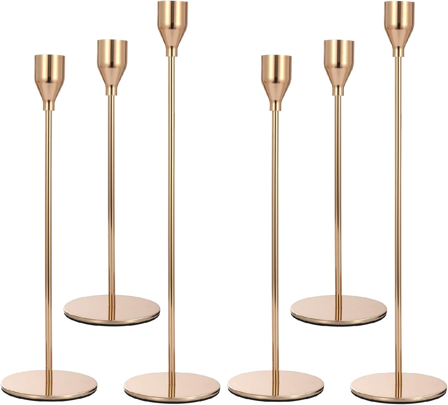Anndason Set of 6 Gold Candlestick Holders Gold Candle Holder Taper Candle Holders Candle Holders Decorative Candlestick Holder for Home Decor, Wedding, Dinning, Party, Anniversary (Gold)