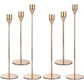 Anndason Set of 6 Gold Candlestick Holders - Decorative for Home Decor, Wedding, Dining, Party, Anniversary