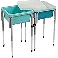 ECR4Kids 2-Station Sand and Water Adjustable Play Table, Sensory Bins, Seafoam/Turquoise