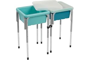 ECR4Kids 2-Station Sand and Water Adjustable Play Table, Sensory Bins, Seafoam/Turquoise