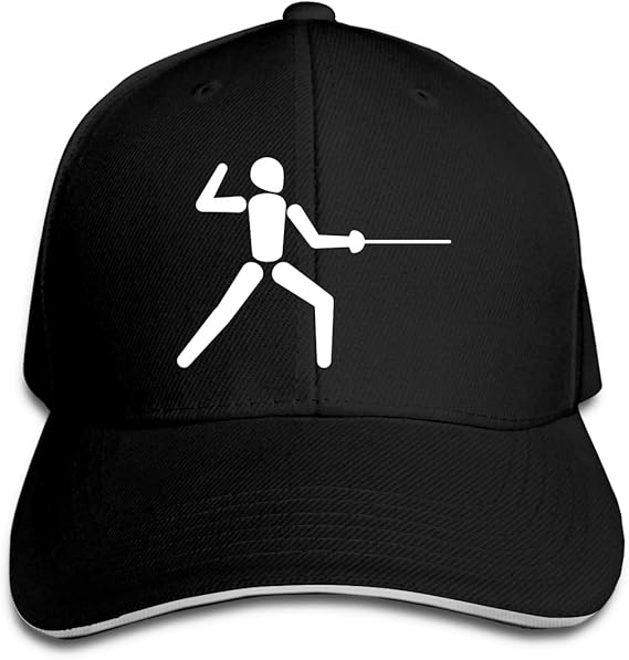 Fencing Baseball Cap Adjustable Peaked Sandwich Hats Black at Amazon