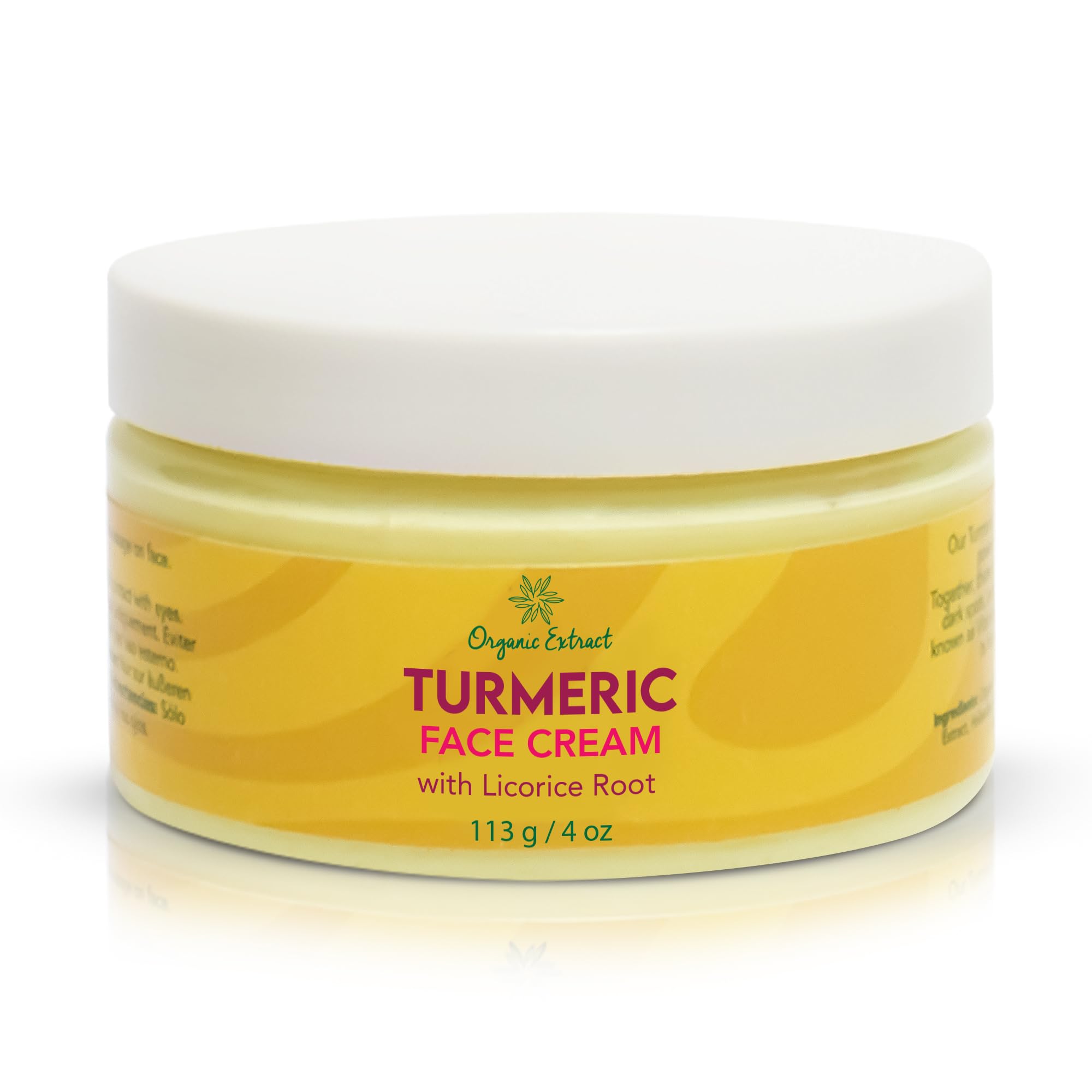 ORGANIC EXTRACT Turmeric Face Cream - 4 fl oz / 113 g - Natural Turmeric Skin Brightening - Daily Facial Moisturizer, Fights Acne, Evens Tone, Fades Scars, Sun Damage, & Age Spot - Intense Hydration