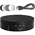CDIYTOOL Electric Rotating Turntable for Photography, 360 Degree Motorized Rotating Stand Display with 6 PVC Backgrounds for Live Video Automatic Revolving Platform Product Display Table (Black)
