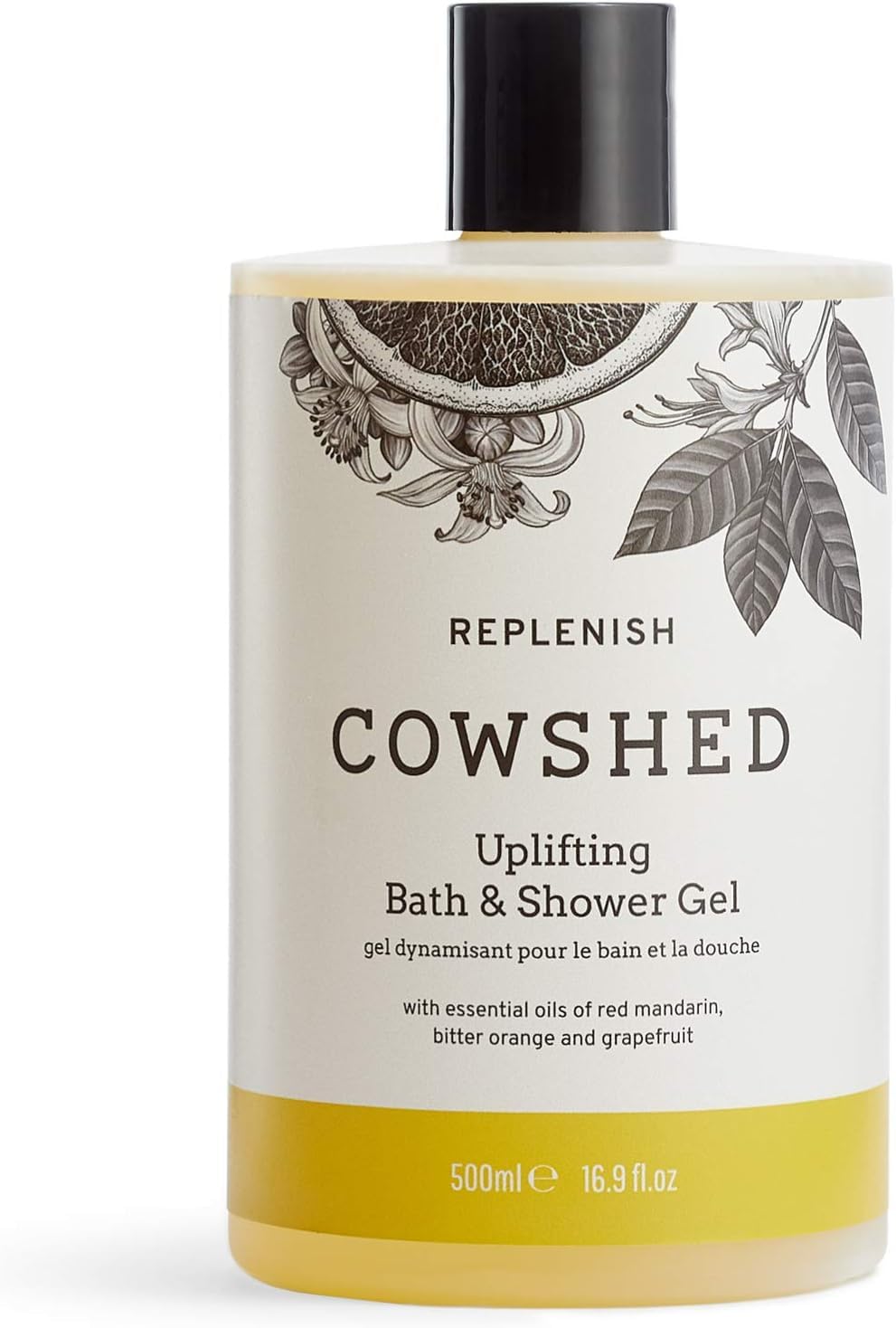 Cowshed Bath & Shower Gel 500ml | Replenish Uplifting Body Wash for Women & Men | Natural Body Wash, No Parabens | Hydrating Vegan Shower Gel with Red Mandarin, Bitter Orange and Grapefruit