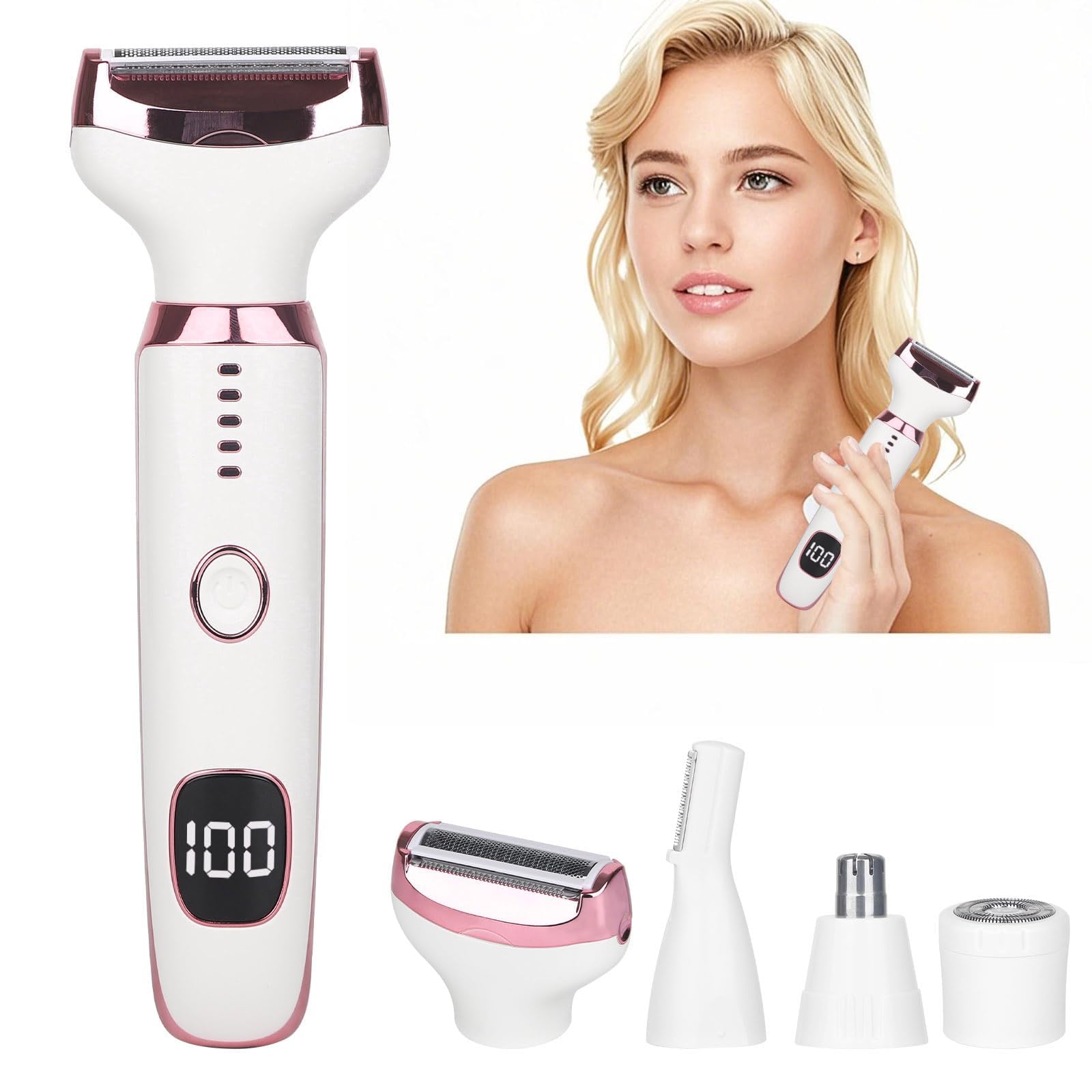 Photo 1 of *UNTESTED*
Beanify Electric Razor for Women Men with LED Display,4 in 1 Ladies Wet & Dry Body Razors and Facial Hair Remover, Rechargeable Hair Removal Kit for Nose Face Body Leg Bikini Arm Hair (White)
