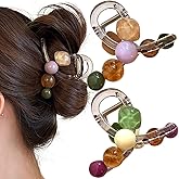 2pcs Hair Claw Clips,Colorful Jelly Claw Hairclips Non-slip Hairclips Claw,Medium Clawclip for Thick Thin Hair,Sweet Cute Clawclips Decorative Hairclip Hair Accessories for Women Girl