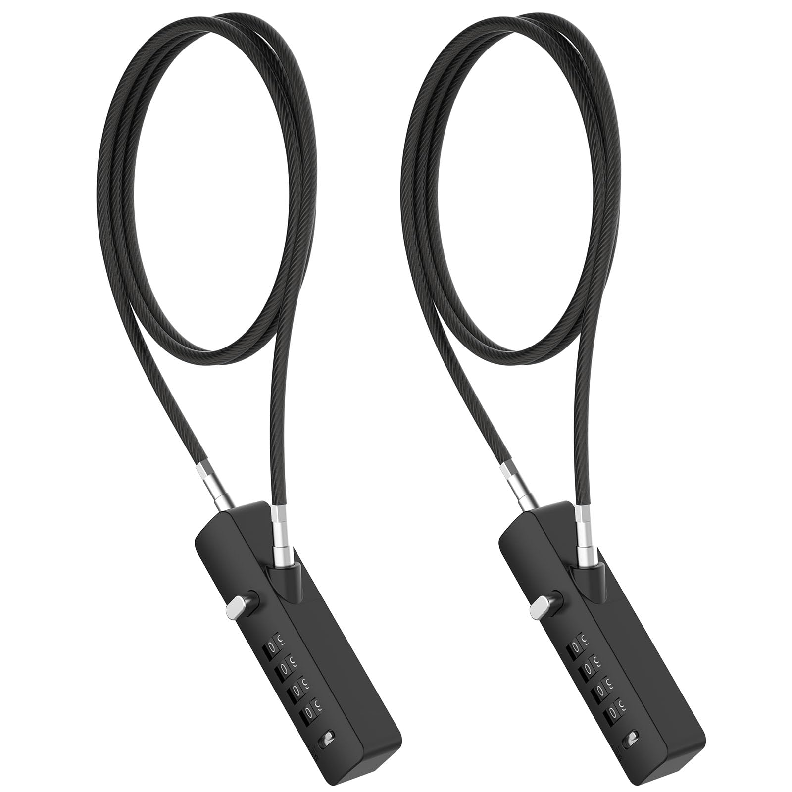 MeBantoo Cable Locks with Combination, Wire Rope 4-Digit Combination Ski Lock with 3 Lengths Steel Cables for Closet Door, Gate, Bike, Luggage, Cabinet, Wardrobe, Fence, Fridge (‎Black - 2pcs)