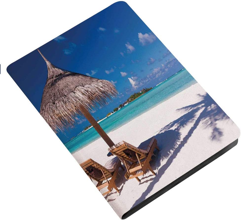 Landscape Slim Stand Hard Back Shell Protective Smart Cover Case for iPad 7th Gen 10.2 Inch 2019 (A2197 A2198 A2200) Island Caribbean Honeymoon Themed Beach Seashore Ocean Print iPad 10.2 Case 2019 iP