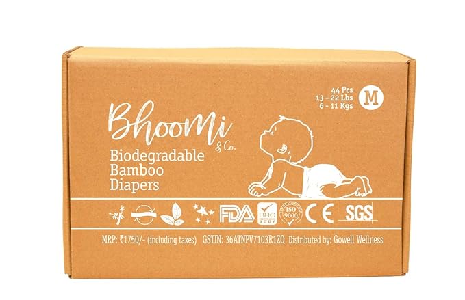 Bhoomi & Co Green Baby Diapers Medium 44 Count