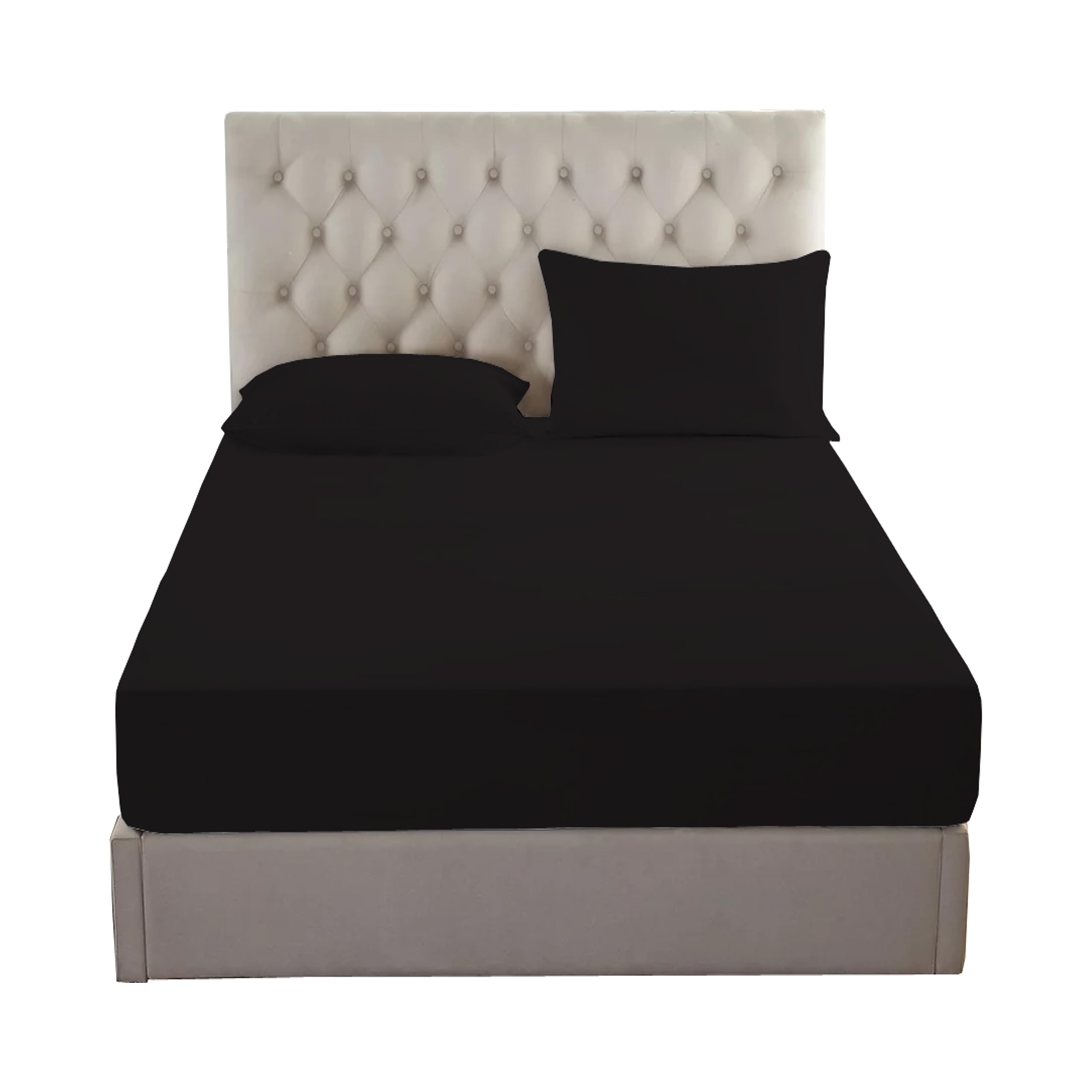British Home Bedding - 100% Egyptian Cotton 200 Thread Count Fitted Bed Sheet (Black, Single) — image 1