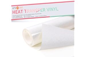 HTVRONT Rainbow White Glitter HTV Vinyl Roll-12" x 6 FT White Glitter Heat Transfer Vinyl Bundle, White Glitter Iron on Vinyl for All Cutting Machines