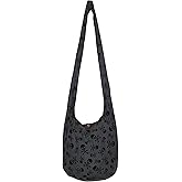 Skull Bohemian Boho Hobo Hippie Gothic Crossbody Bag Purse 33" Black