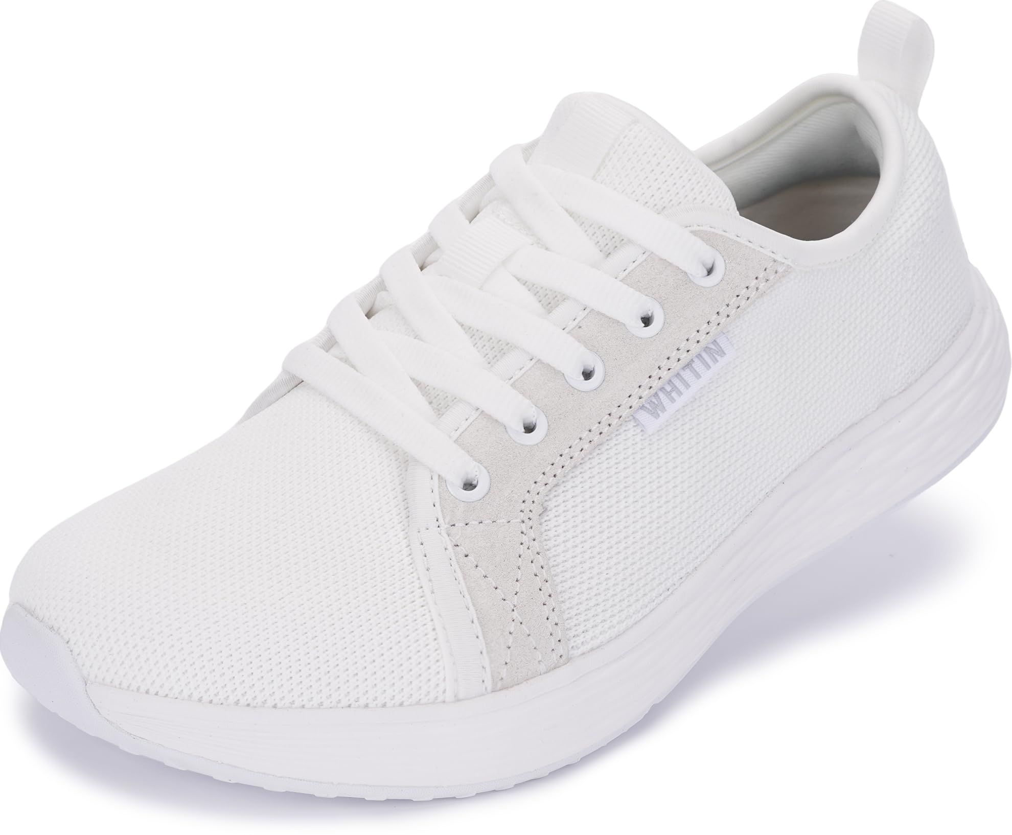 Photo 1 of WHITIN Wide Width Walking Shoes for Women Size 8W Nurse Cheer Zero Drop Diabetic Sneakers Jogging Tennis Non Slip White 39