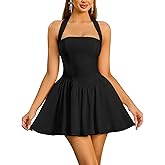 Parthea Women's Halter Mini Corset Dress Sleeveless A Line Flowy Cute Party Dress