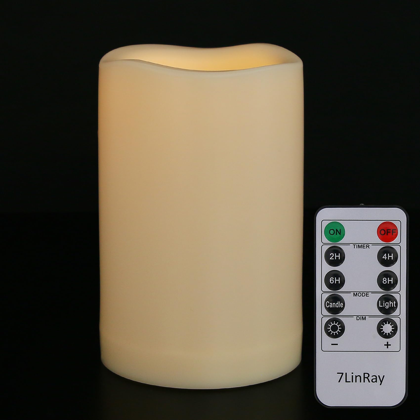 Photo 1 of 7LinRay 4" x 6" Large Outdoor Flameless Candles with Remote and Timer, Battery Operated Flickering LED Pillar Candles for Patio, Porch, Lantern, Ivory, Plastic, Pack of 1