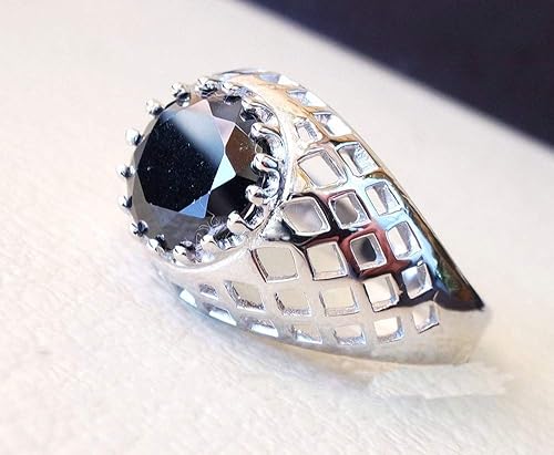 Amazon Com Sterling Silver 925 Round Natural Black Onyx Ring Identical To Genuine Black Onyx All Sizes Jewelry Middle Eastern Style Mans Ring Men S Heavy Ring Men S Anniversary Ring Handmade