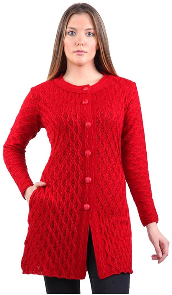 montrex acro wool winter long coat for women, girls (red)