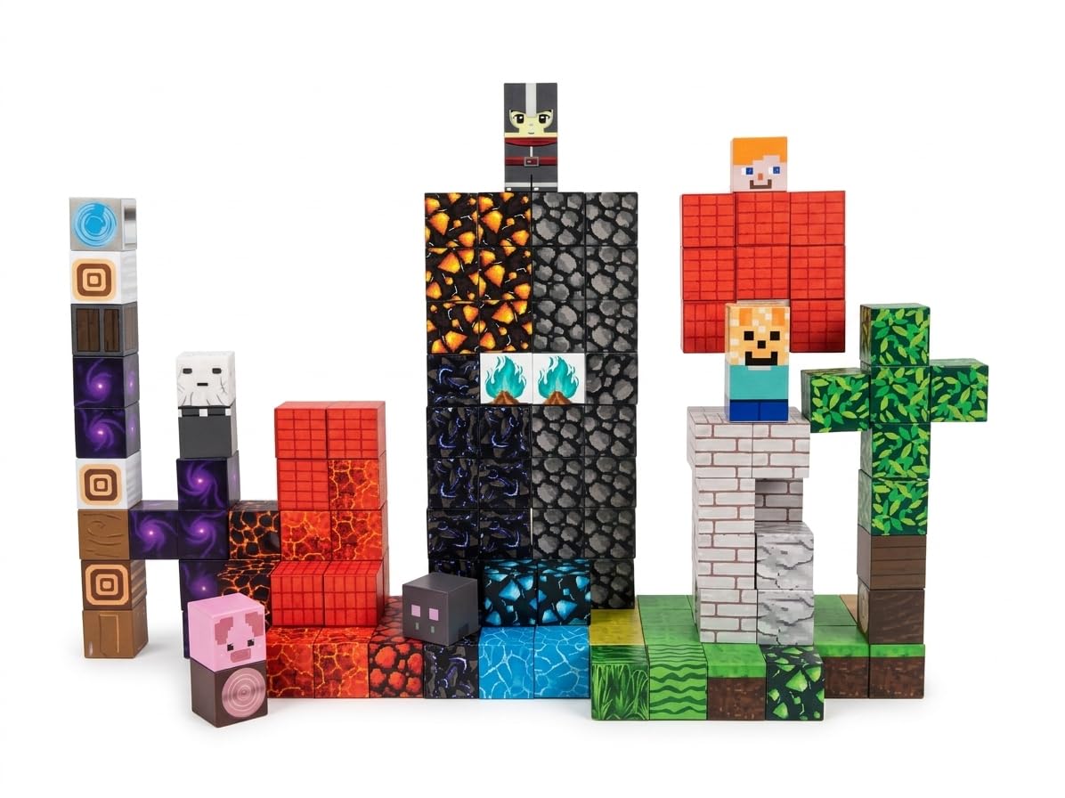 MINDMAGS Magnetic Blocks - Magnetic Building Blocks - Click Block Building Cubes Toys for Montessori Birthday Gifts - Mine Blocks Kids Games - Sensory Toys Boys Girls Ages 3 4 5 6 7 8 9 10