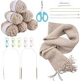 WEBEEDY Scarf Knitting Kit Complete Knitting Starter Kit for Adults, Learn to Knit Scarf Set with Yarn, Knit Needles, Detailed Video Tutorial for Beginners Craft Set Supplies