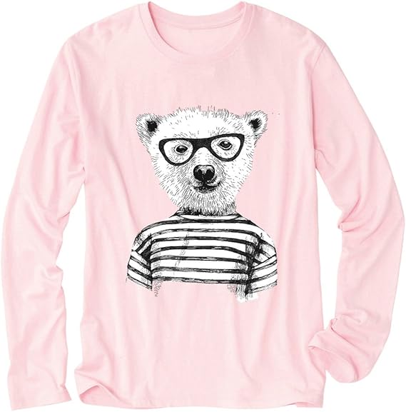 Amazon ノーブランド品 オタクくま 熊 ピンク Mサイズメンズ長袖tシャツ オリジナルプリント 通販