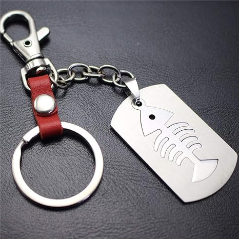 MNCJD Schlüsselbund Retro Double Fishbone Anhänger Kleidung Accessoires Leder Schlüssel Tasche Anhänger Paar Stil