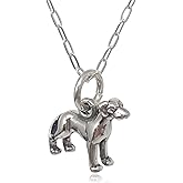 EnCharmed Sterling Silver Tiny Great Dane Dog 3D Charm Necklace, 18"