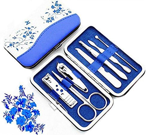 Nail clippers, blue-and-white porcelain portable stainless steel nail clippers for family travel, manicure and manicure tools for men and women