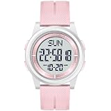 Beeasy Digital Watch Waterproof with Stopwatch Alarm Countdown Dual Time, Ultra-Thin Super Wide-Angle Display Digital Wrist Watches for Men Women Pink(White D)