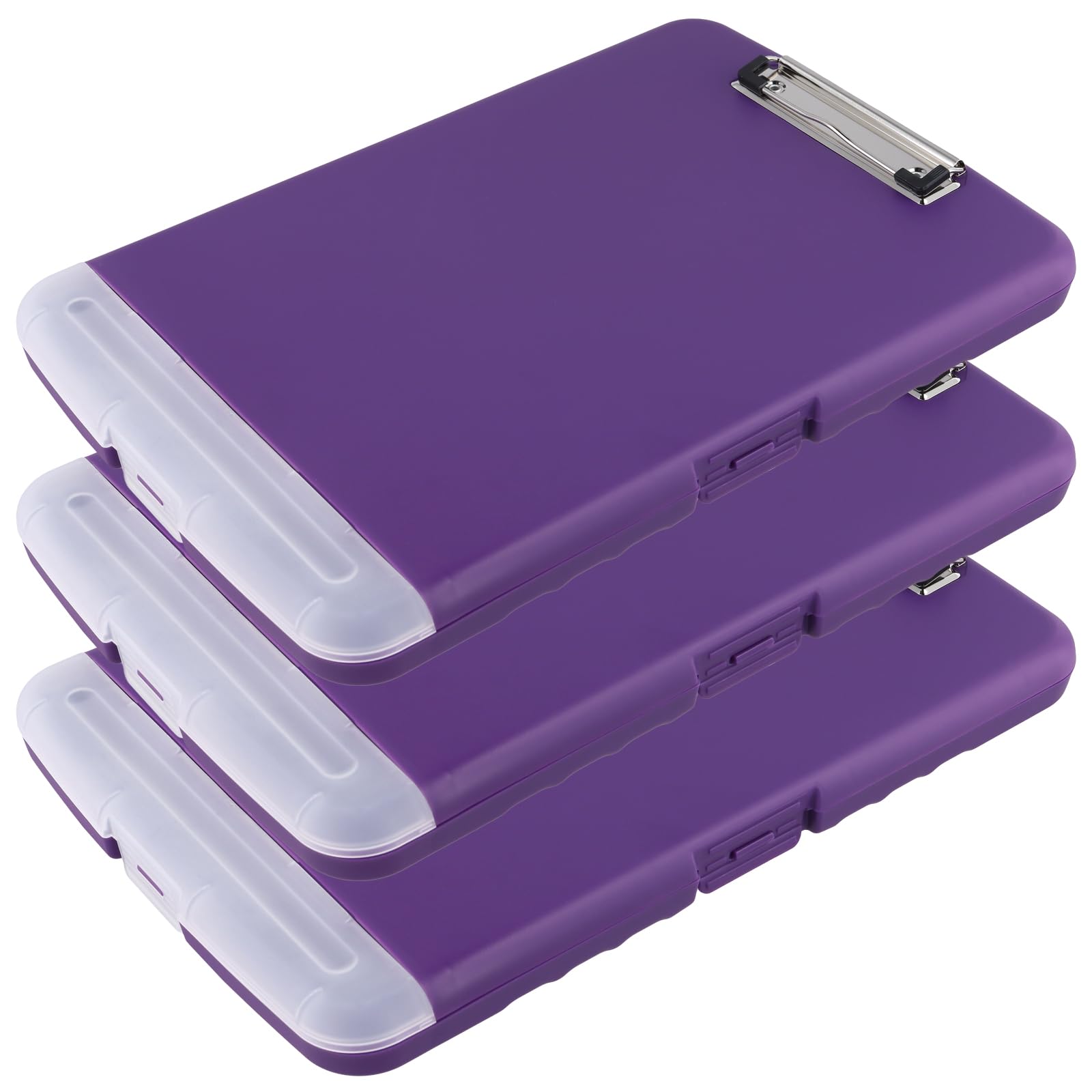 DAKFOOK 3 Pack A4 Purple Clipboard with Storage, Portable A4 Clipboard Folder with Separate Pen Holder for Work Office Document Paper Filing