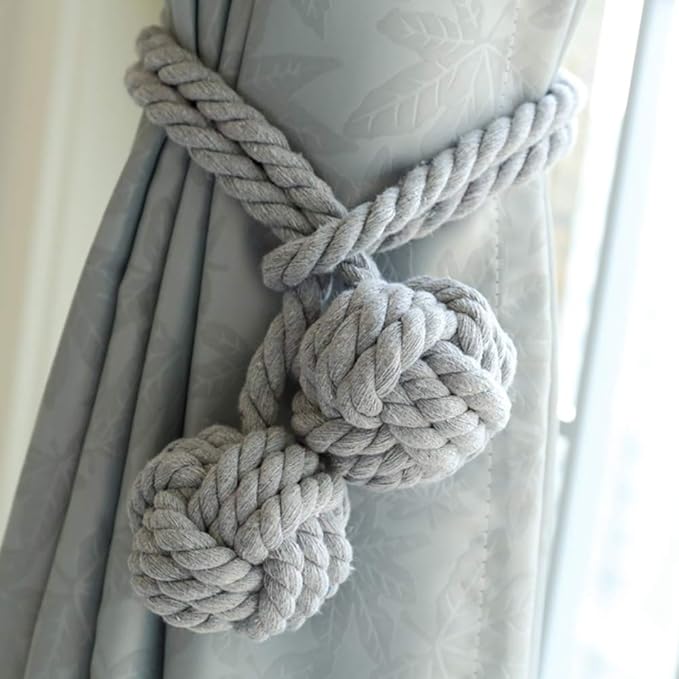 One Pair Of Handmade Curtain Tie Backs, Tied Curtain Clip Tassel Cotton