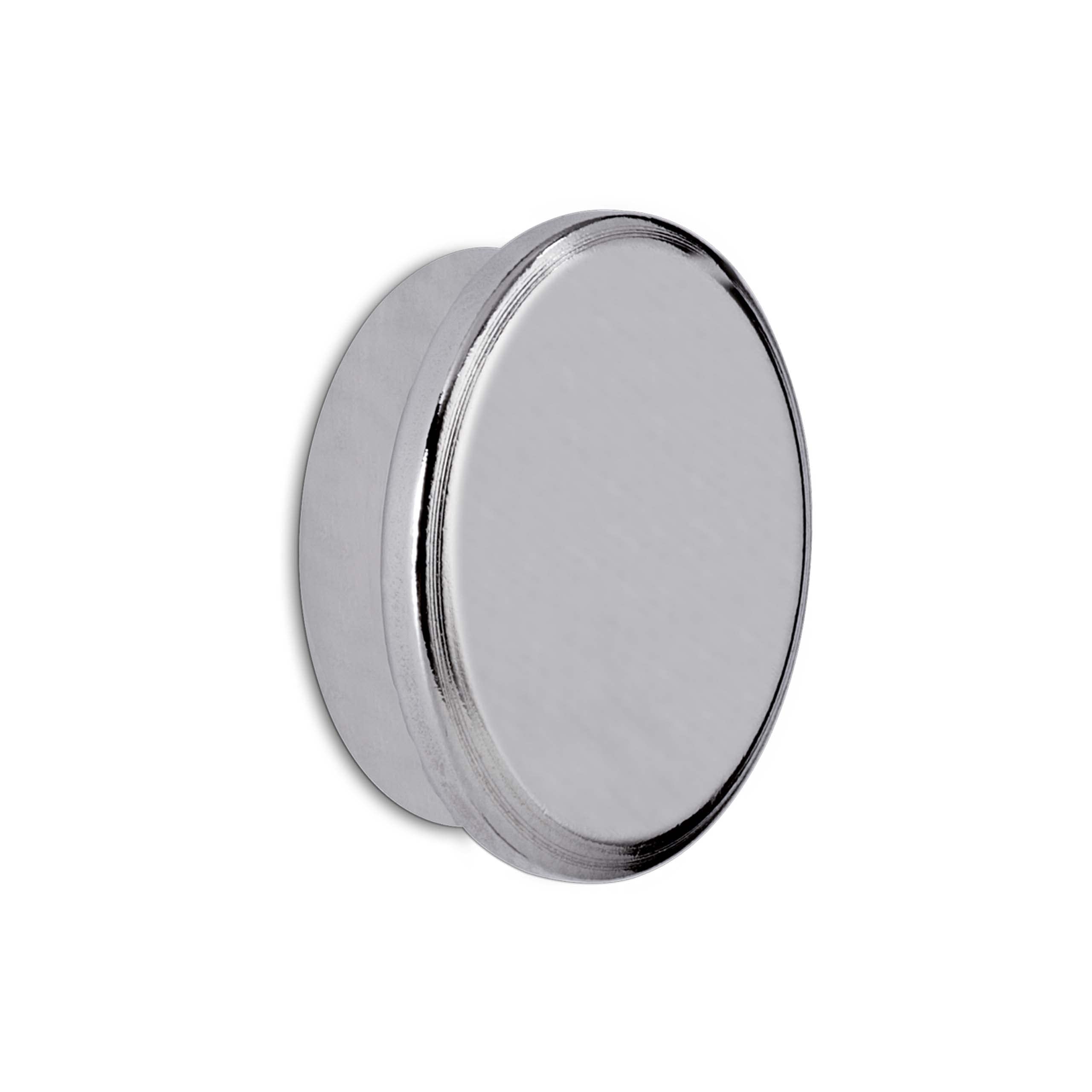 MAUL Neodymium Magnet Diameter 30 x 9 mm, Strong Magnet with High Adhesive Force (21 kg), Magnet with Elegant and Modern Design, Ideal for Magnetic Board, Fridge and Whiteboard, Silver