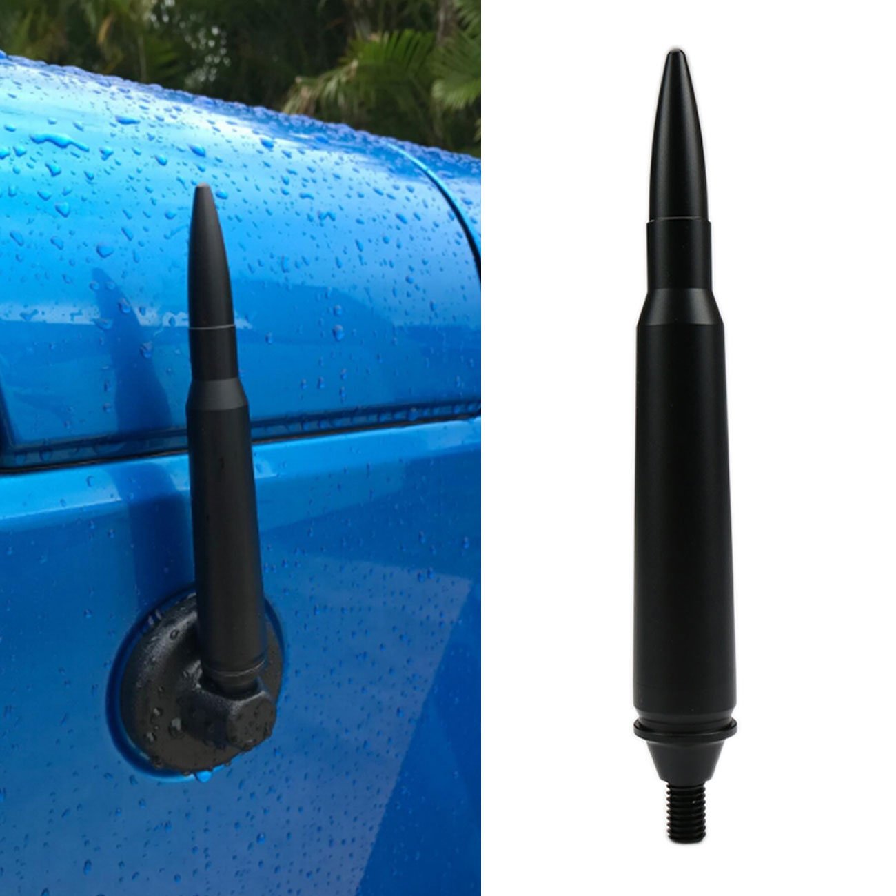Aluminium Bullet Antenna For Jeep Wrangler accessoires JK JKU JL JLU Car AM FM Stereo Radio Signal Aerial Amplifier Mast Whip 2007-2019 (black)