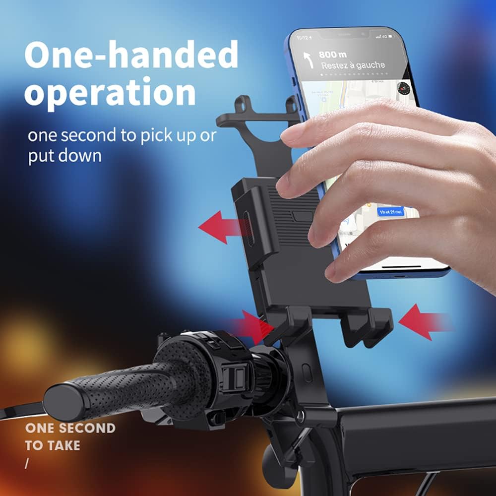 Bike Phone Mount Holder, 360°Rotatable Motorcycle Phone Mount, Universal Bike/Motorcycle Phone Stand on Handlebar Compatible with 4.7"-6.7" Phones, Tool Free Install