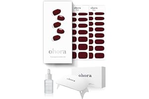 ohora Semi-Cured Gel Nail Strips Value Set (N Classic Burgundy Starter Kit) Includes Full Size Lamp and Mini Remover, Salon-Quality, Long Lasting, Easy to Apply & Remove