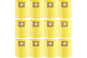 ATXKXE 12-Pack 10-14 Gallon Bags replace for Shopvac,Type I 90672 9067200, Type F 90662 9066200 9066233, VF2005.Disposable Wet Dry Vacuum Collection Bags,Yellow
