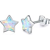 Opal Star Earrings Star Studs 925 Sterling Silver Synthetic Opal Earrings Hypoallergenic Earring Jewelry for Women Mom