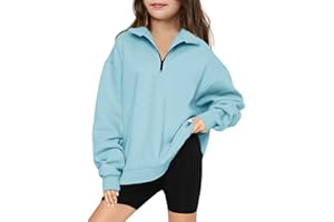 Batermoon Girls' 1/4 Zipper Sweatshirts Casual Oversized Long Sleeve Pullover Tops Cute Half Zipper Hoodie Sweater