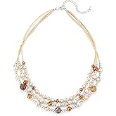 Noessla Beaded Statement Necklaces for Women Layered Chunky Bead Necklace Fashion Costume Jewelry Gifts for Mom