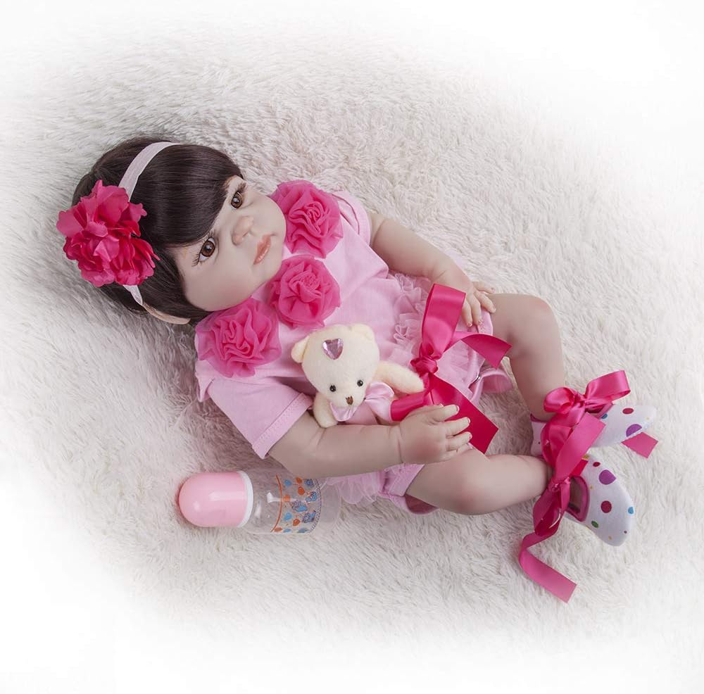 Prezzo LVYE1 22 Pollici 55 Cm Bambole per Neonati Rinato Corpo in Silicone Completo con Simpatico Orsacchiotto per Bambole Bebe Principessa Bambino Moda Bebes Offerte