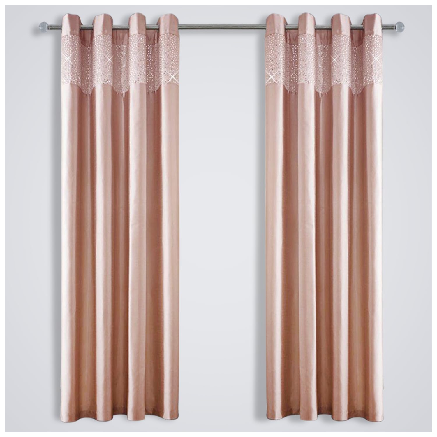 GC GAVENO CAVAILIA Luxury Eyelet Ring Top Aviv Room Curtains, Fully Sparkle Lined Pairs with Tie Backs, Polyester, Blush Pink, 66X54 Inch โ image 1