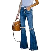BISUAL Women's Black Bell Bottom Jeans for Women High Waisted Flare Jeans Womens Ripped Stretchy Bell Bottoms Pants