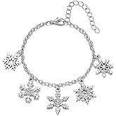 Christmas Charm Bracelet for Women Trendy Dainty Snowflake Tree Bracelets Gold Charms Christmas Holiday Costume Accessorie Xmas Party Jewelry