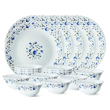 Larah by BOROSIL Glass Helena 18 Pcs Thali Set