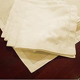 Hemstitch Dinner Napkins Set of 12 - Ivory - One Dozen - 100% Egyptian Cotton - Elegant Cloth - Super Value Bulk 12 Pack