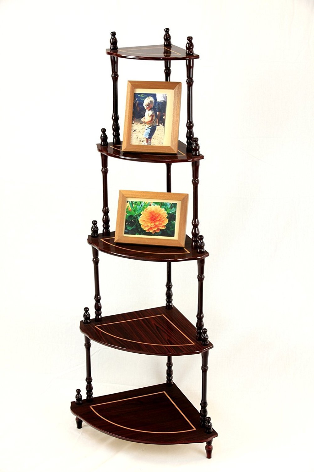 Buy Uniware 5 Tier Antique Wood Corner Stand, 51inch High, Eucalyptus