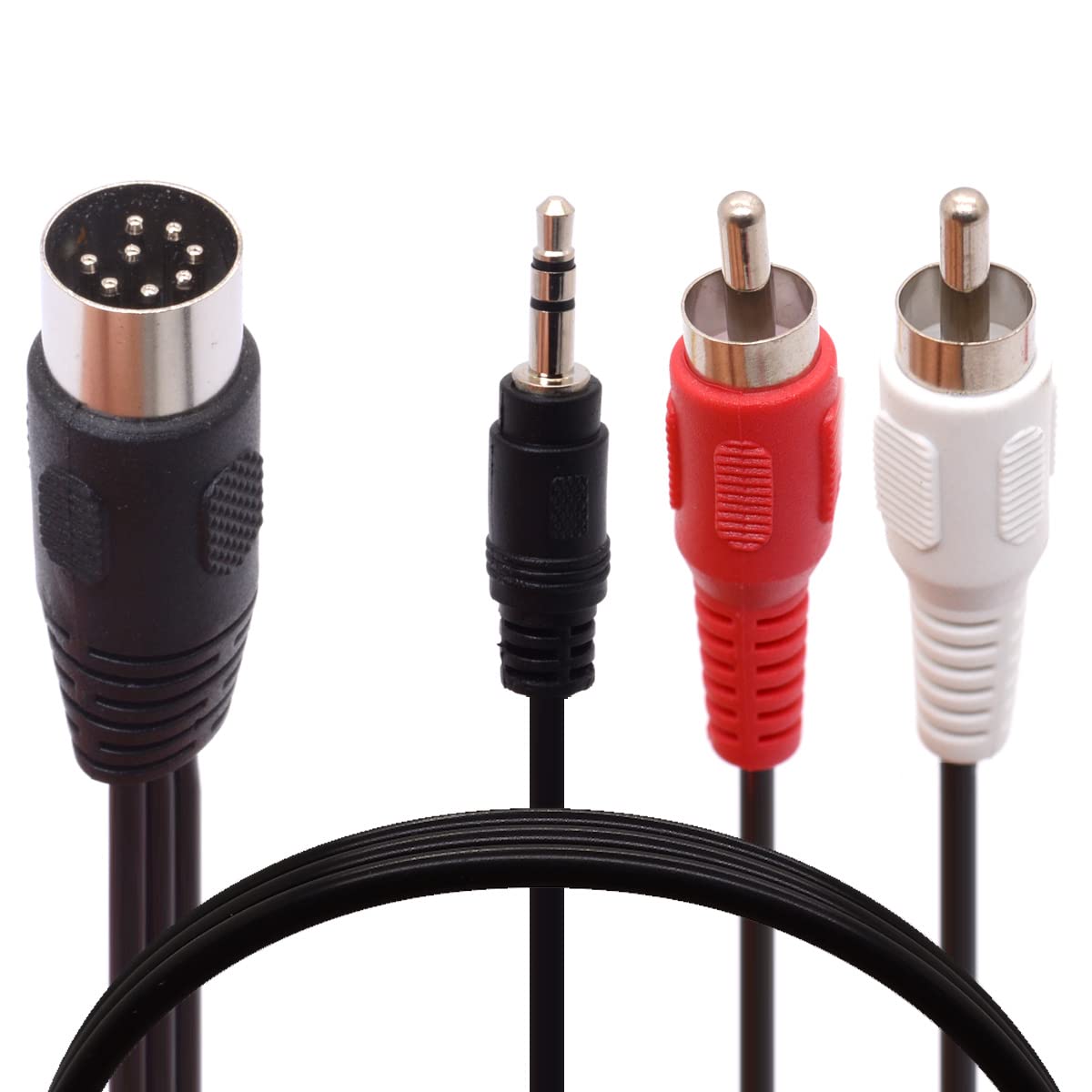 Tomost Din 8 Pin to RCA and 3.5mm Audio Cable, 8 Pin DIN Male Plug to 3.5mm + 2RCA Male TRS Stereo AUX Adapter Cable for Receiver CD player Subwoofer 1.8 Meter / 6 FT (RCA Male)