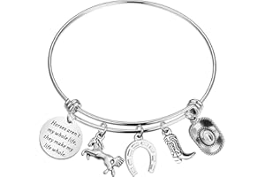 PLITI Horse Charm Bracelet Cowgirl Jewelry Horse Lover Equestrian Gift Horses Aren't My Whole Life They Make My Life Whole Horseshoe Charm Bangle