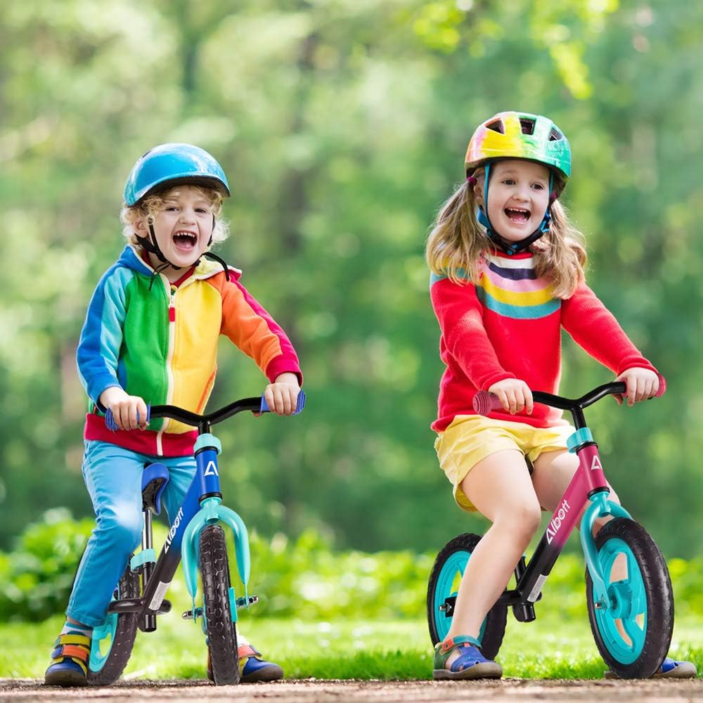 Albott Balance Bike 12" Toddler Training Bike for 18 Months, 2, 3, 4, 5 Year Old Kids Lightweight Contrast Color No Pedal Bicycle with Adjustable Seat and Airless Tire (Blue): Sports & Outdoors
