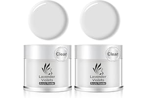 Lavender Violets Clear Acrylic Dip Powder Set 1oz / 30g 2pcs for Nail Extension Carving 3D Nail Art Long Lasting Bubble Free Home DIY N21