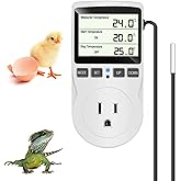 KABASI Digital Temperature Controller, LCD Screen Heating Cooling Reptile Thermostat with Sensor Probe for Snake, Lizard, Inc
